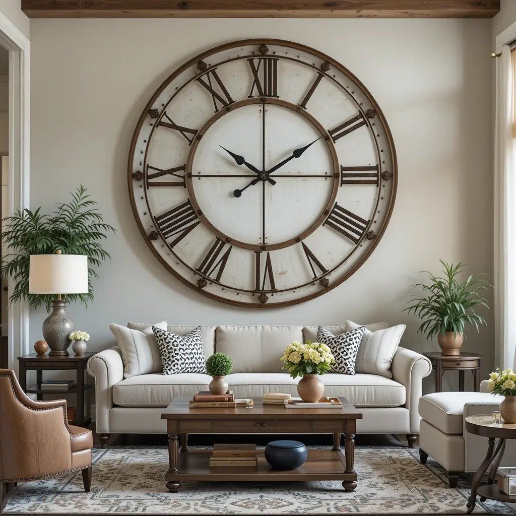 ساعت دیواری در سالن پذیرایی