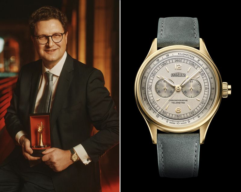 جایزه ساعت کرنوگراف Chronograph Watch Prize Angelus – Chronographe Télémètre (Yellow Gold)