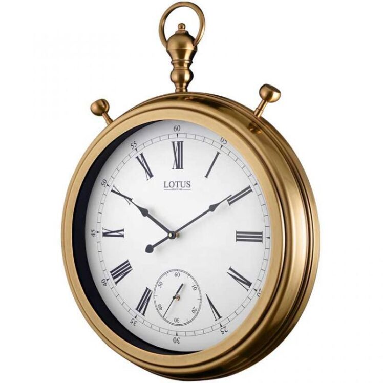 ساعت دیواری فلزی برناردینو آنتیک سفید طلایی لوتوس مدلM-16038-BERNARDINO-ANTIQUE/WHITE